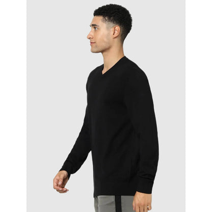 Black Solid Viscose Rayon Sweater