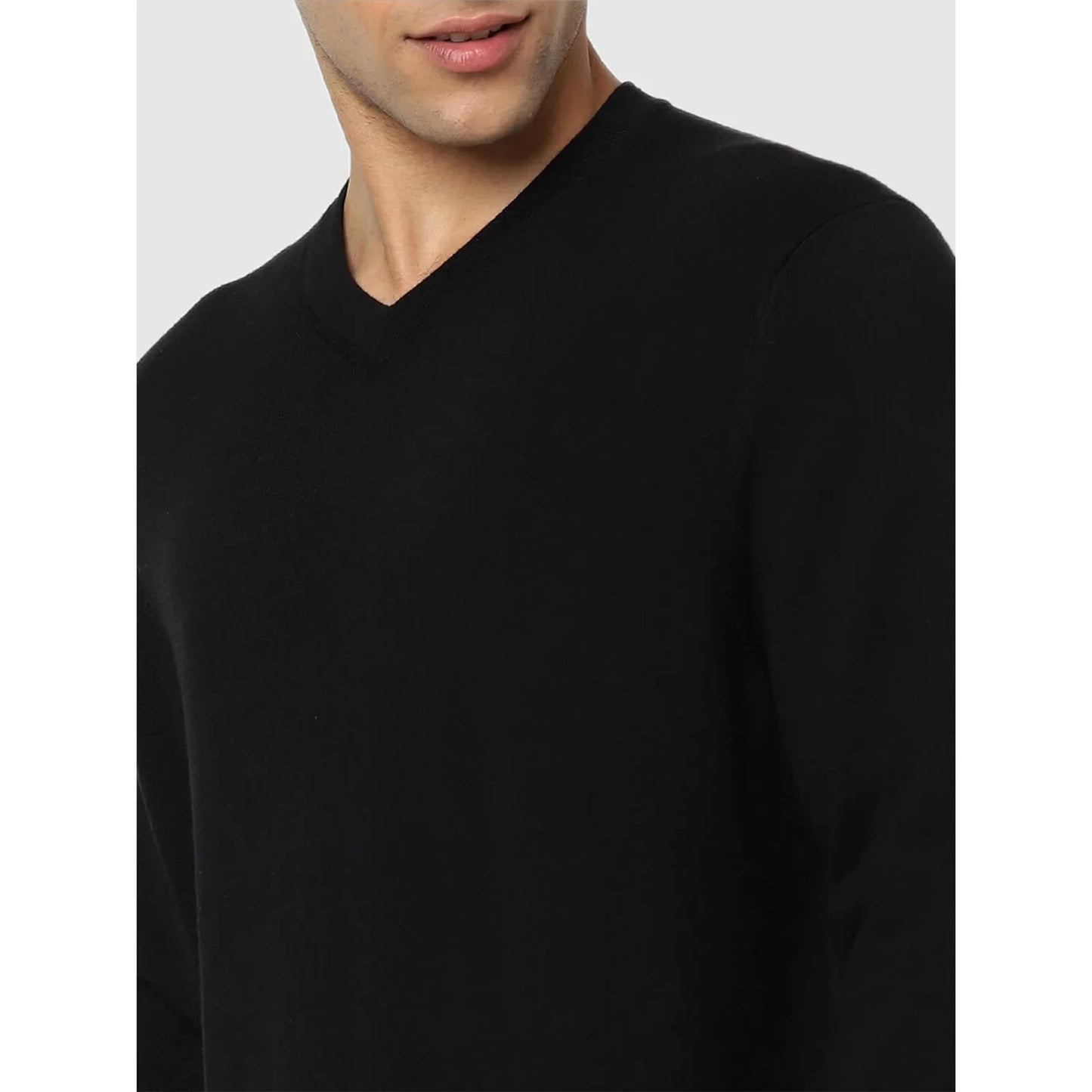 Black Solid Viscose Rayon Sweater