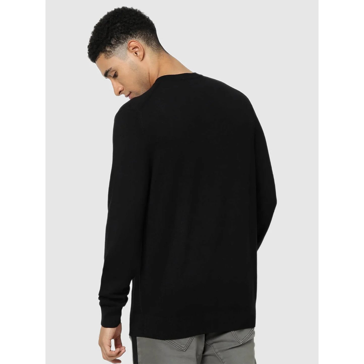 Black Solid Viscose Rayon Sweater