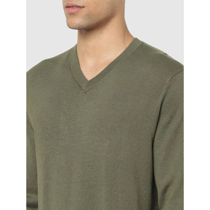 Green Solid Viscose Rayon Sweater