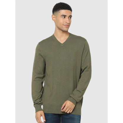 Green Solid Viscose Rayon Sweater