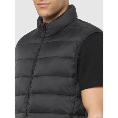 Black Solid Polyamide Jacket