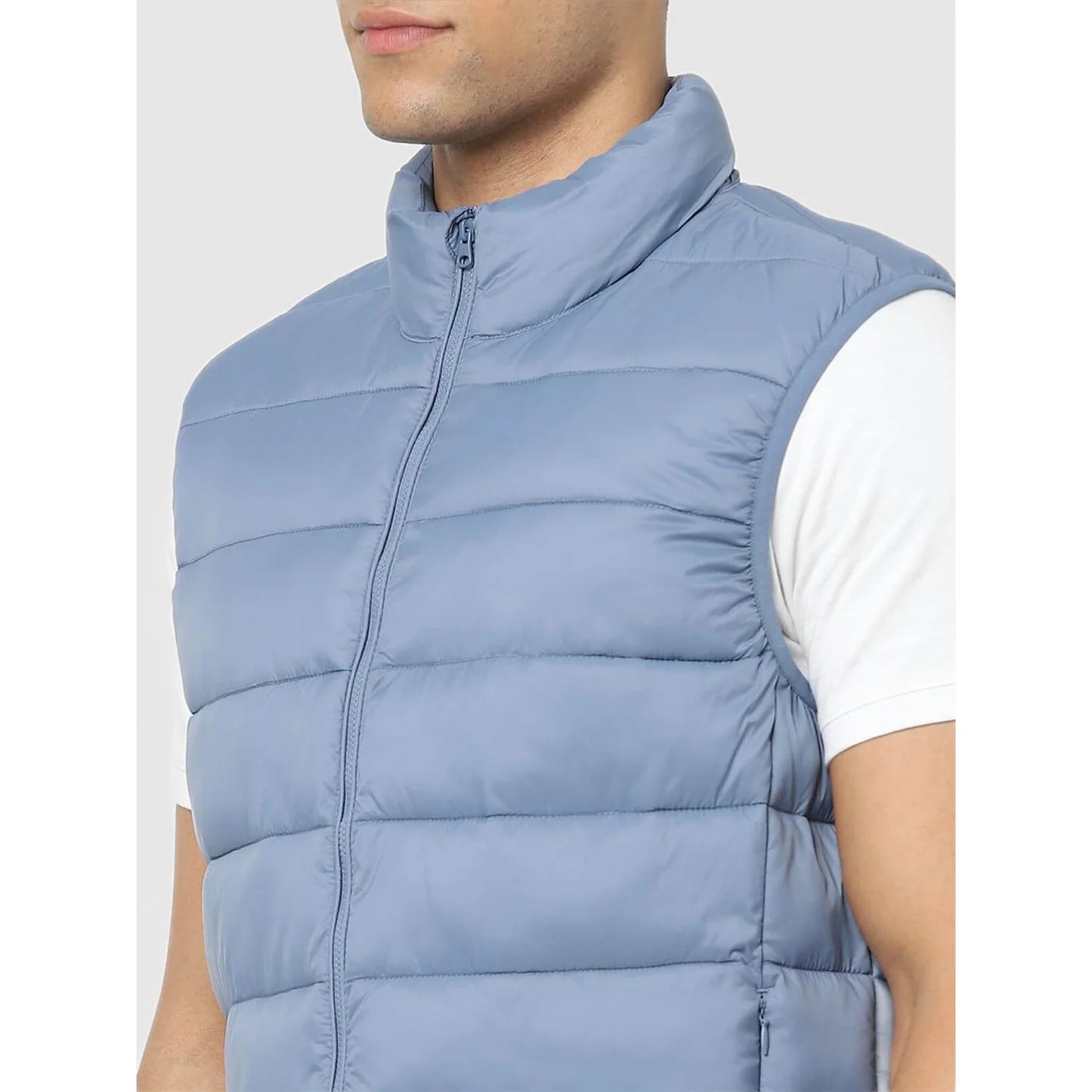 Blue Solid Polyamide Jacket