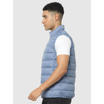 Blue Solid Polyamide Jacket