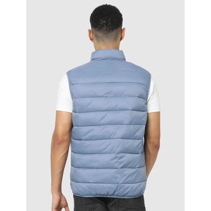 Blue Solid Polyamide Jacket