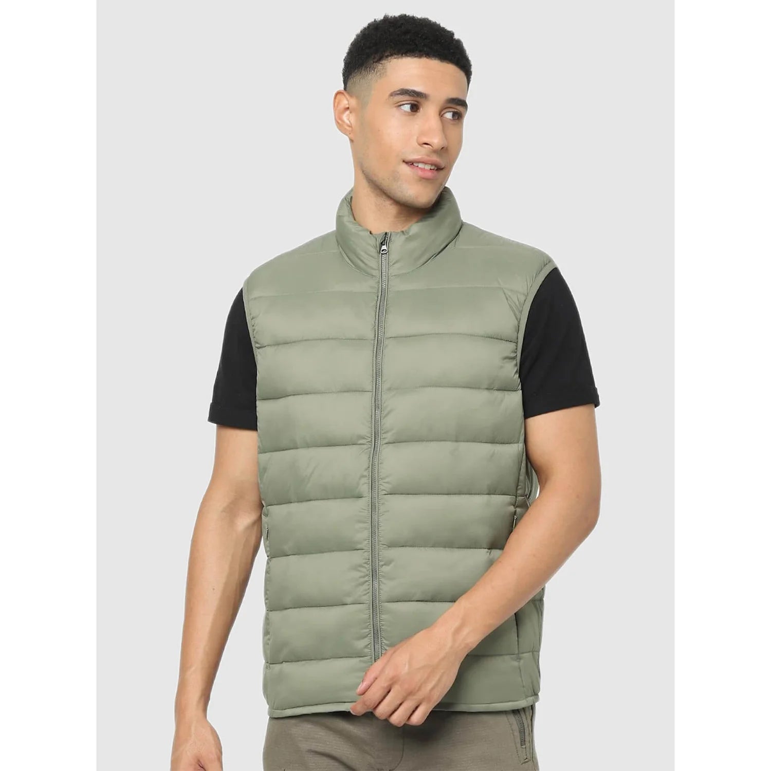 Green Solid Polyamide Jacket