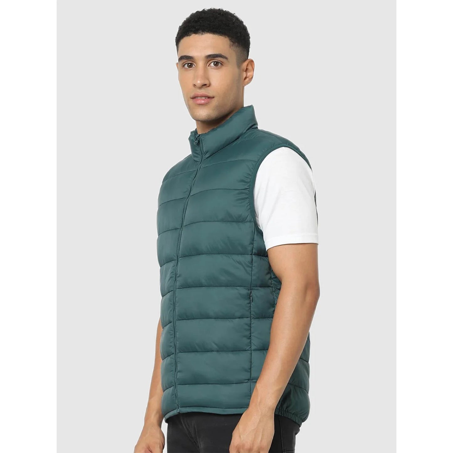 Green Solid Polyamide Jacket