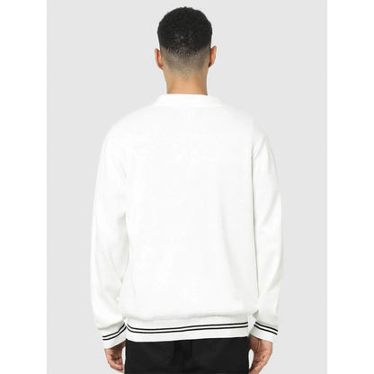 White Solid Cotton Sweater