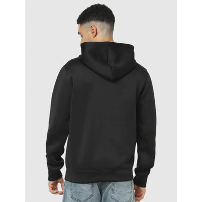 Black Solid Cotton Blend Sweatshirt