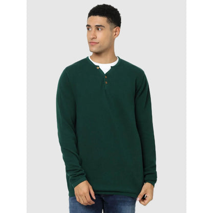 Green Solid Cotton Sweater