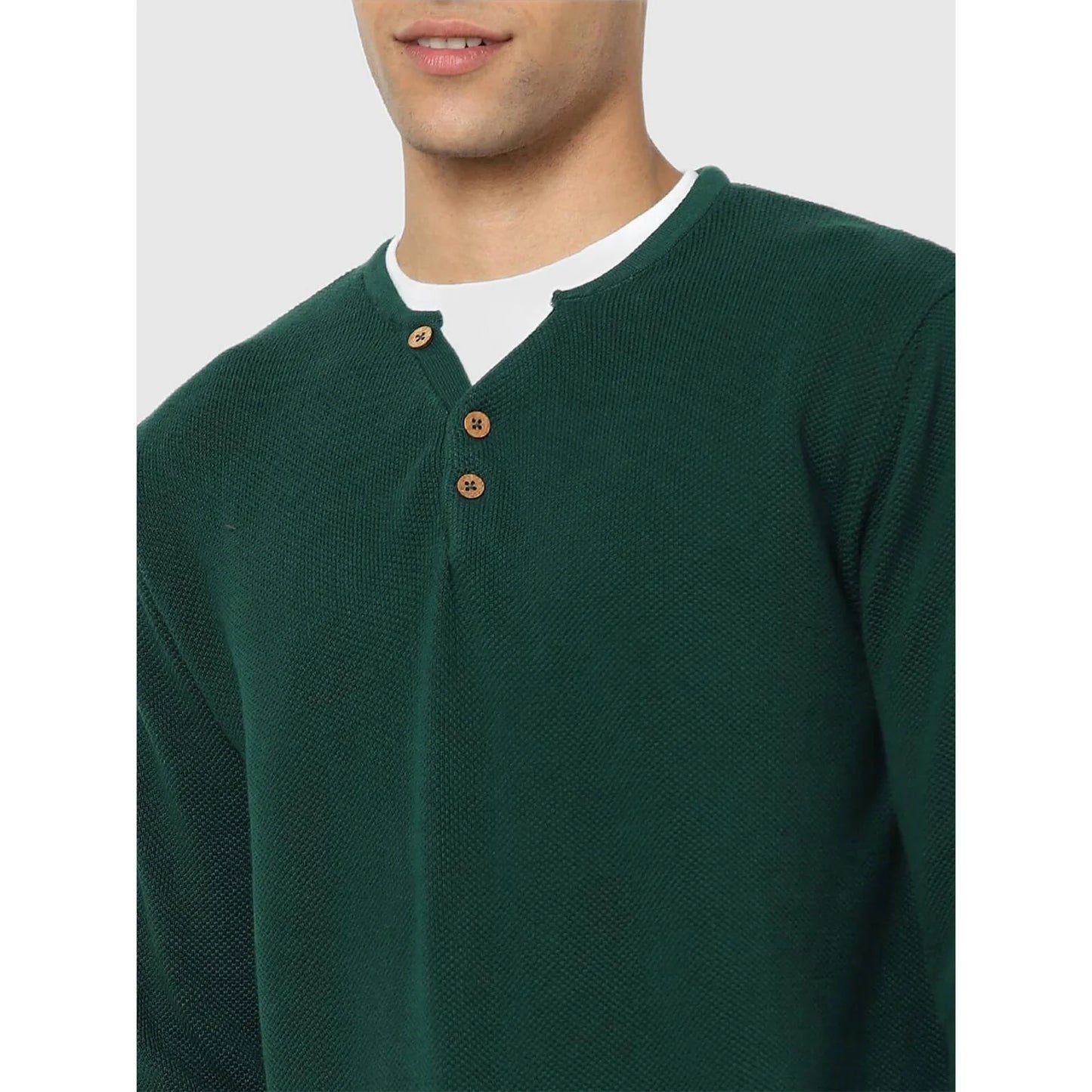 Green Solid Cotton Sweater