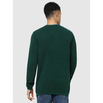 Green Solid Cotton Sweater