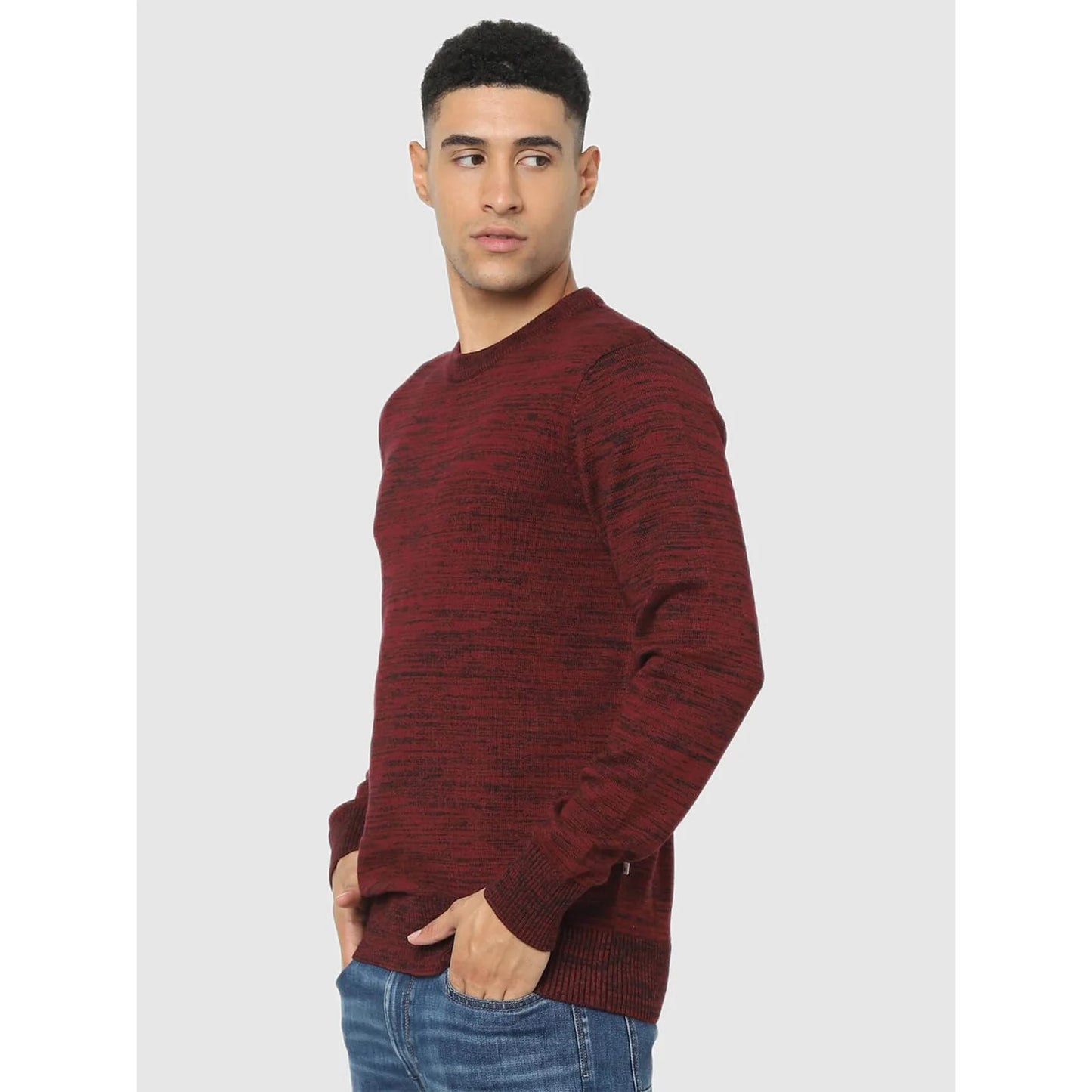 Maroon Solid Cotton Sweater