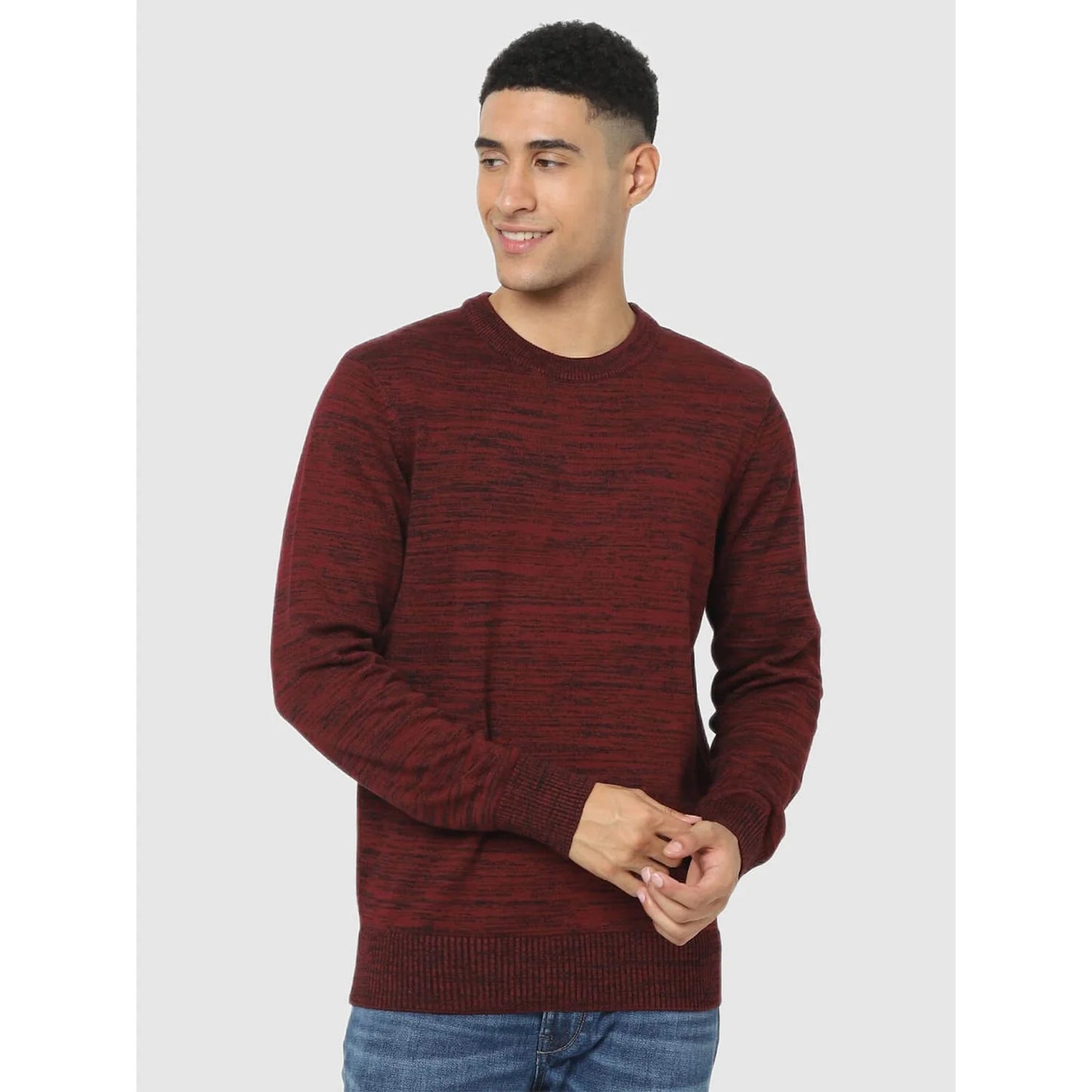 Maroon Solid Cotton Sweater