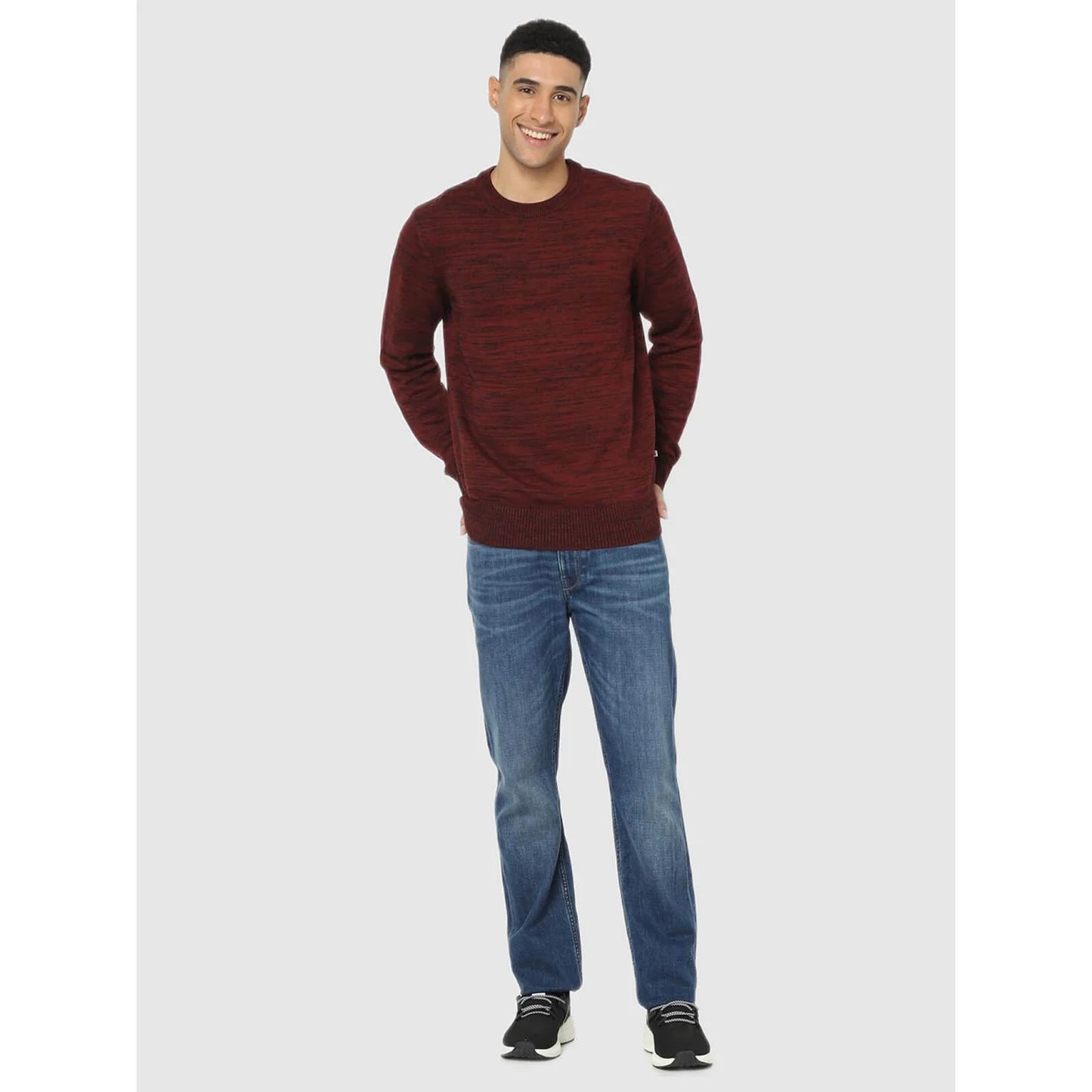 Maroon Solid Cotton Sweater