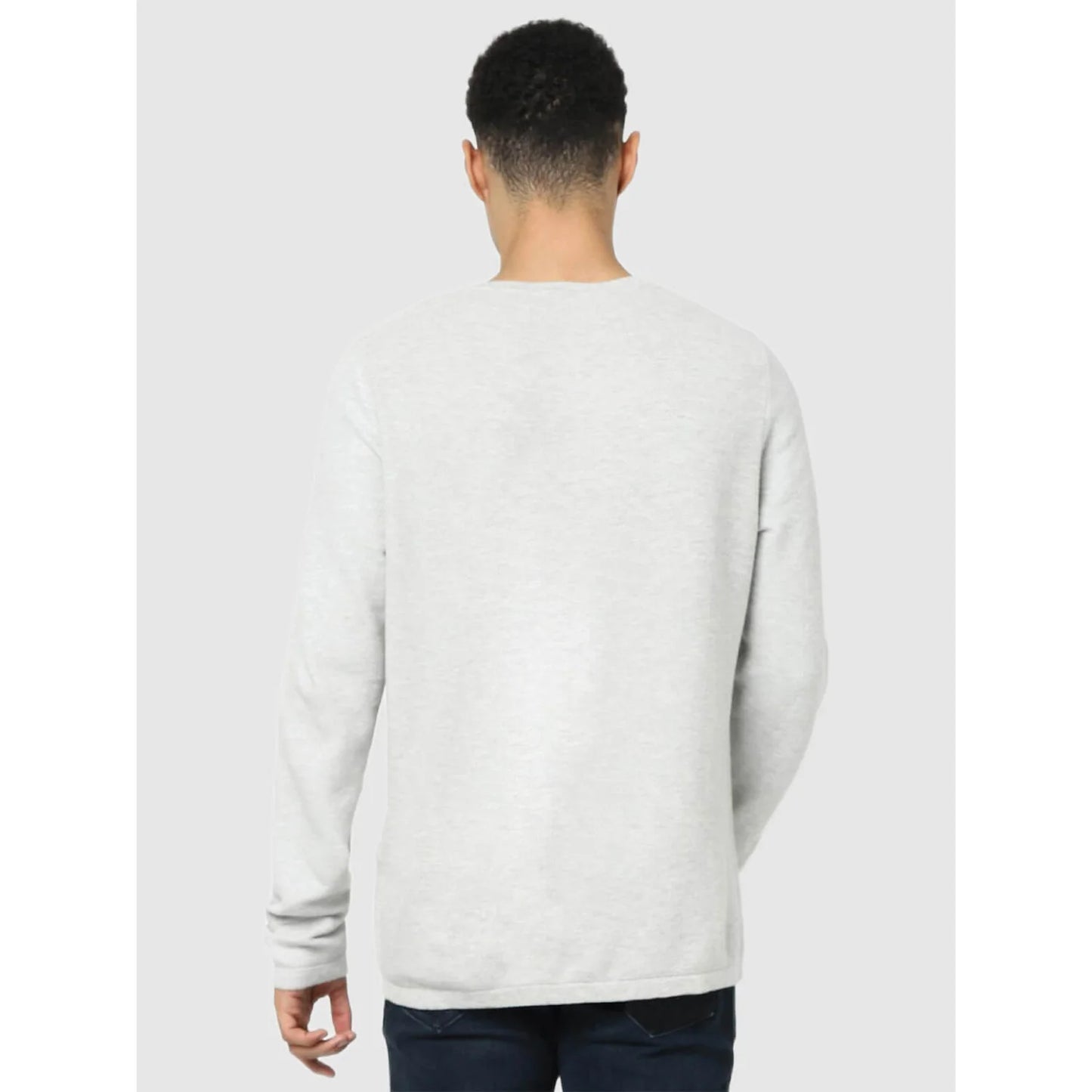 Grey Solid Cotton Sweater