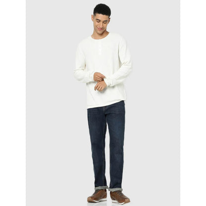 White Solid Cotton Sweater