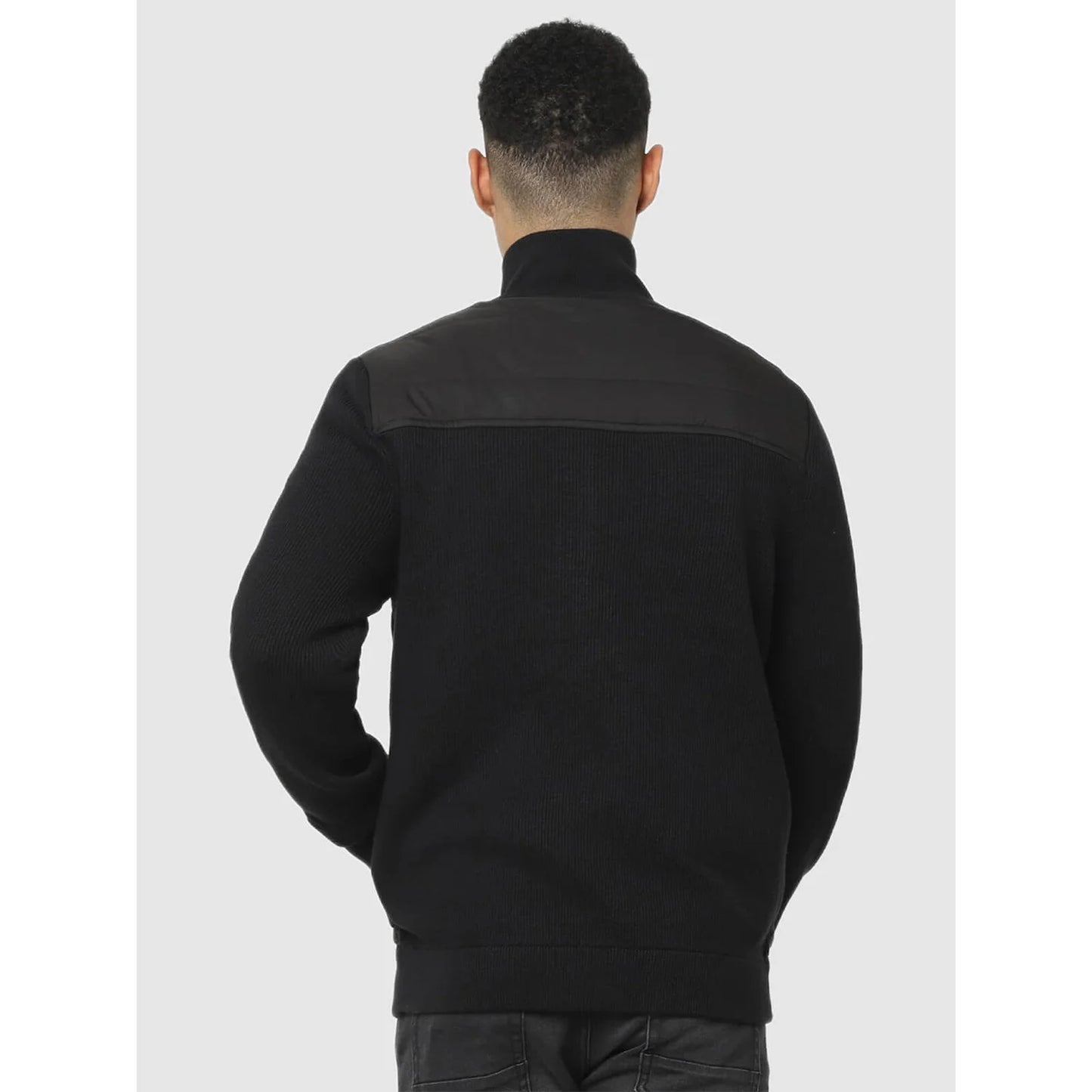 Black Solid Cotton Blend Jacket