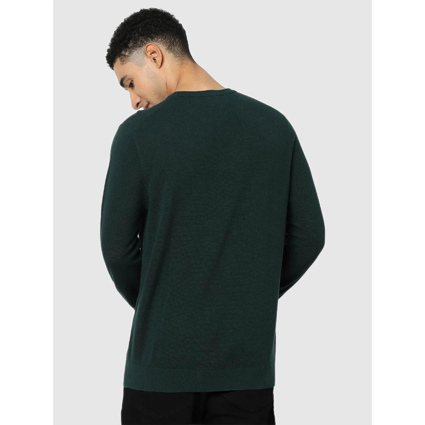 Green Solid Cotton Sweater