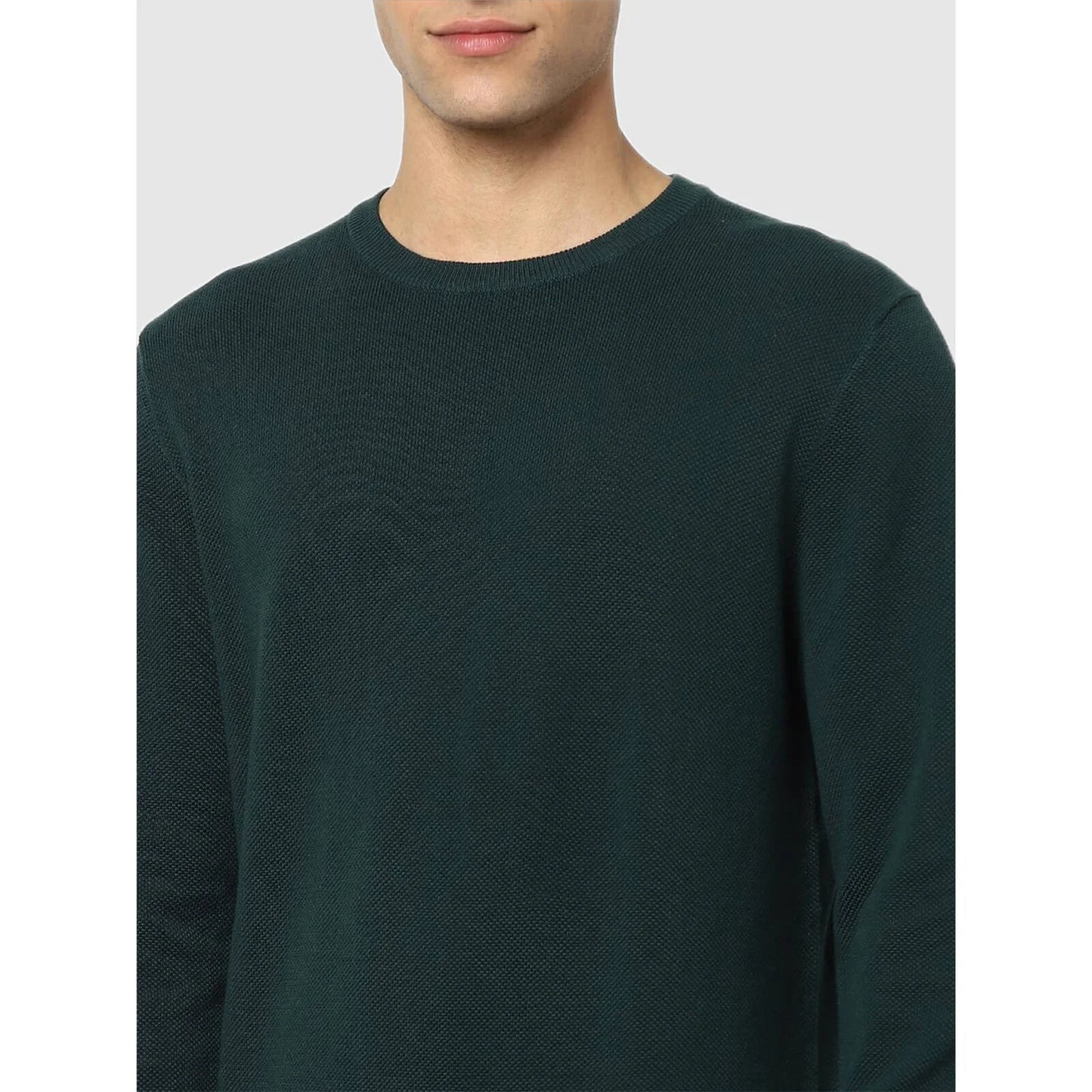 Green Solid Cotton Sweater