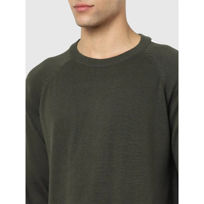 Green Solid Cotton Sweater