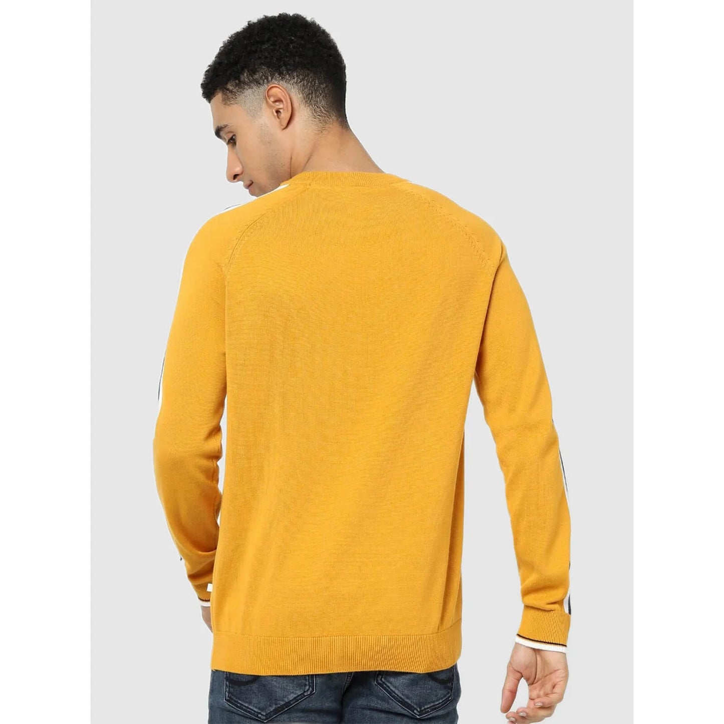 Yellow Solid Cotton Sweater