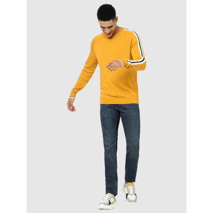 Yellow Solid Cotton Sweater