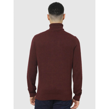 Maroon Solid Cotton Blend Sweater