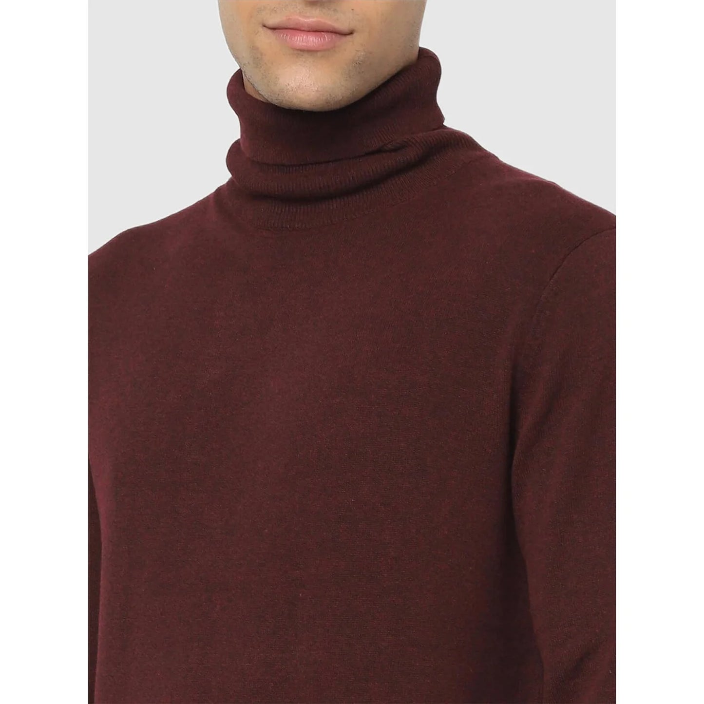 Maroon Solid Cotton Blend Sweater