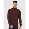 Celio* Solid Regular Fit Cotton-Blend Maroon Sweater