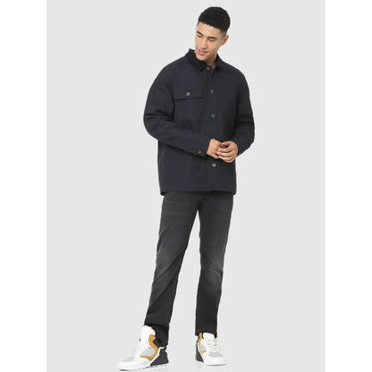 Black Solid Cotton Jacket