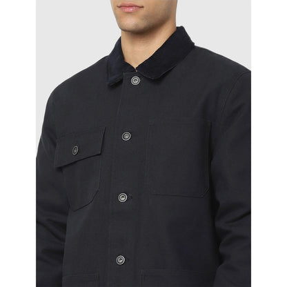 Black Solid Cotton Jacket