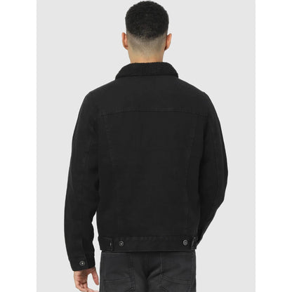 Black Solid Cotton Jacket