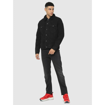 Black Solid Cotton Jacket