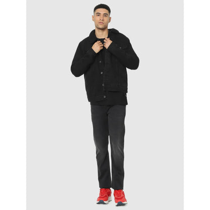 Black Solid Cotton Jacket