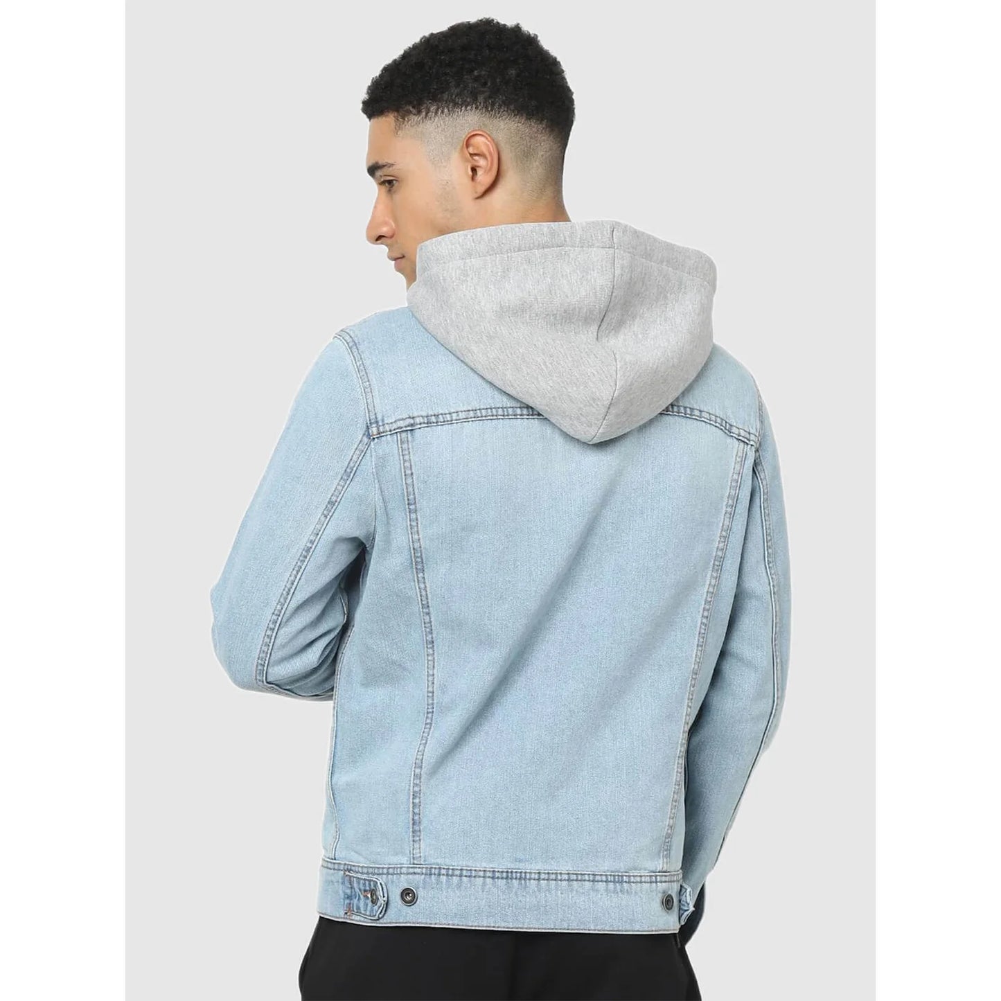 Light Blue Solid Cotton Jacket