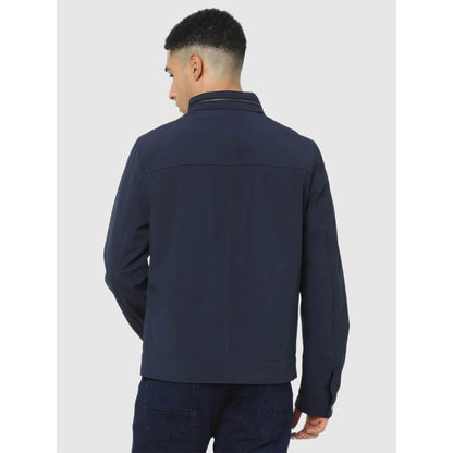 Navy Blue Solid Polyester-Blend Jacket