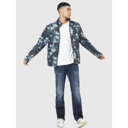 Blue Solid Polyamide Jacket