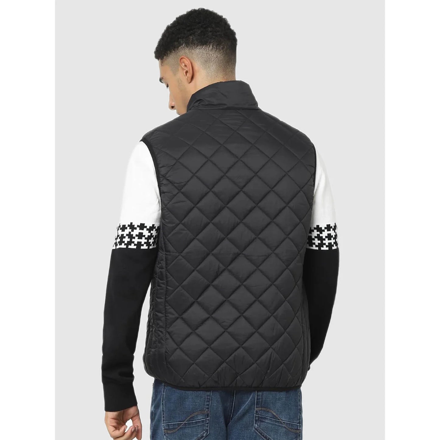 Black Solid Polyamide Jacket