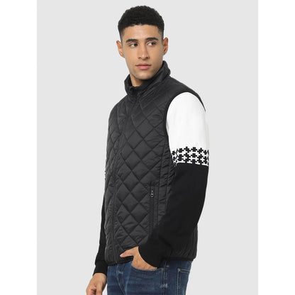 Black Solid Polyamide Jacket