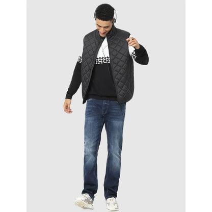 Black Solid Polyamide Jacket