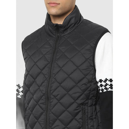 Black Solid Polyamide Jacket