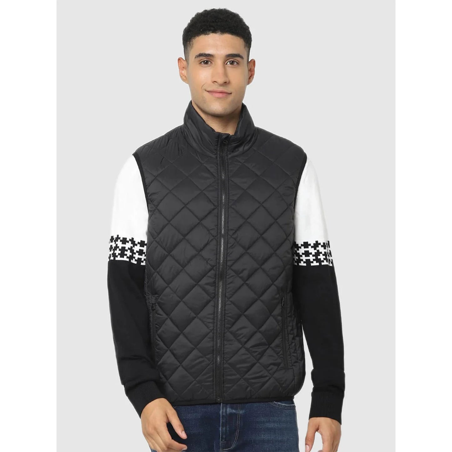 Black Solid Polyamide Jacket