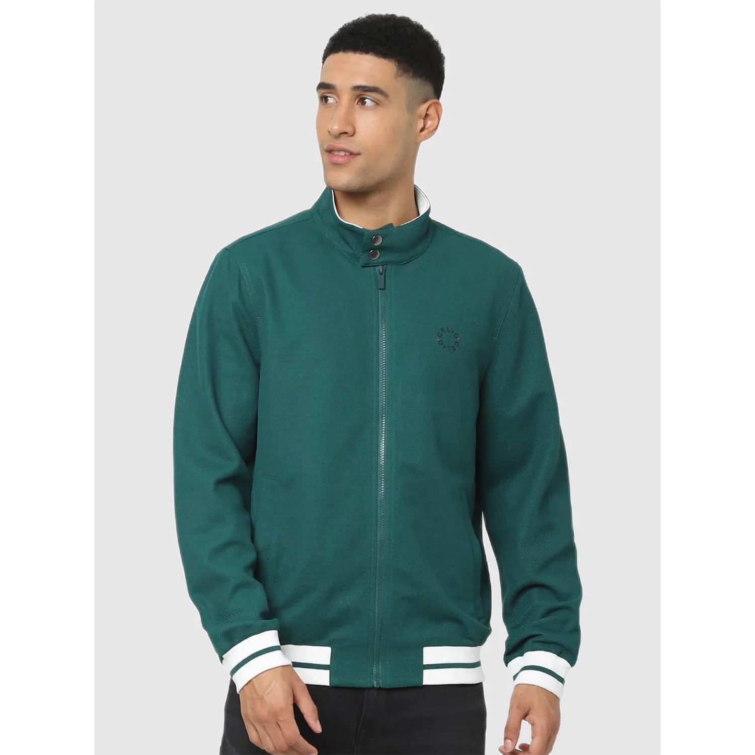 Green Solid Cotton Jacket