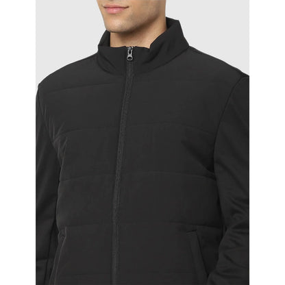 Black Solid Polyamide Jacket