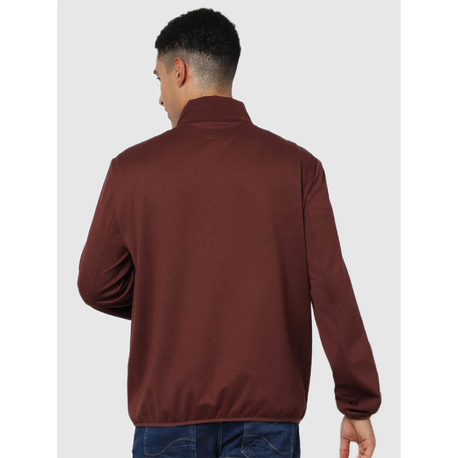 Maroon Solid Polyamide Jacket