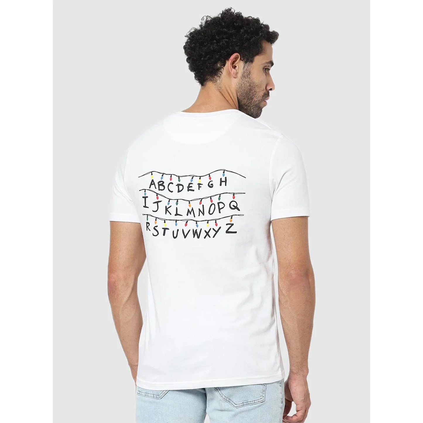 Stranger Things - White Printed Cotton T-shirt