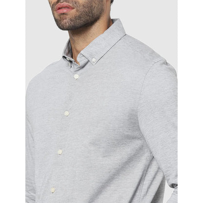 Grey Solid Cotton Shirt