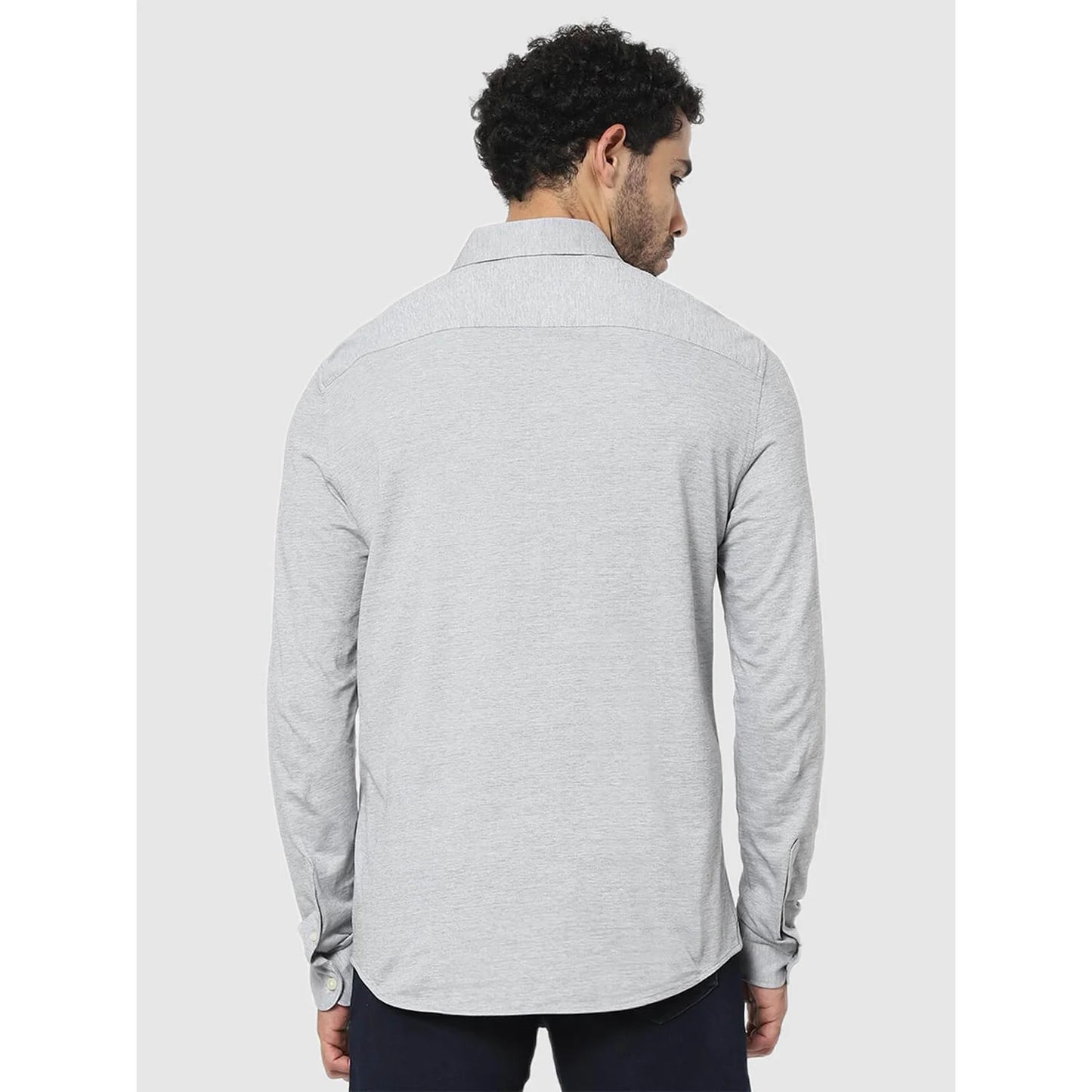 Grey Solid Cotton Shirt