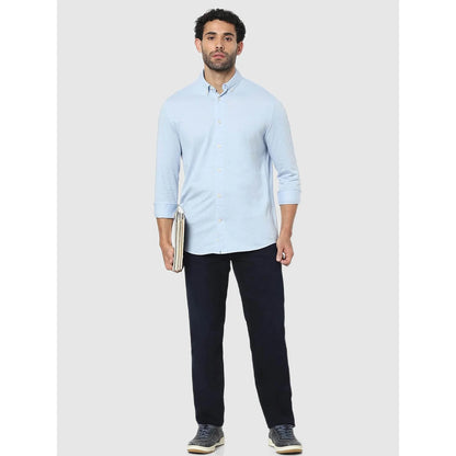 Blue Solid Cotton Shirt